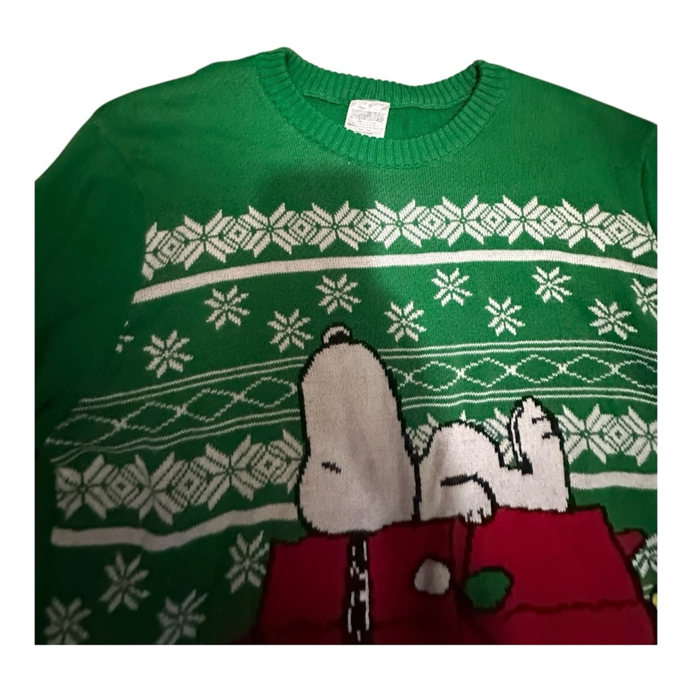 Peanuts Christmas Sweater – Men’s XL – Green Pullover - Picture 4 of 9